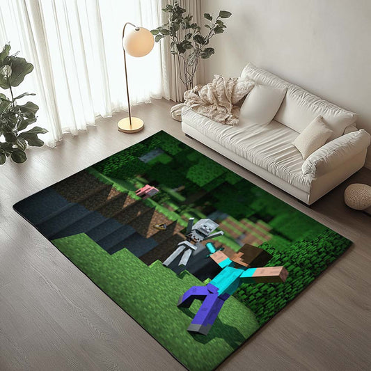 Minecraft Steve Fight The Enemy Rug