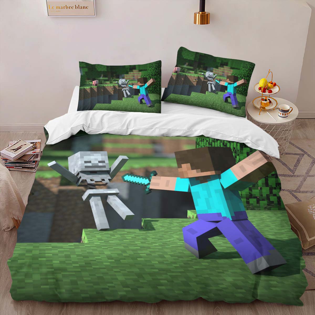 Minecraft Steve Fight The Enemy Duvet Cover 2