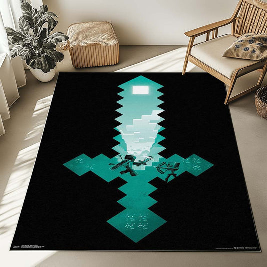 Minecraft Steve Sword Diamond Sword 2 Rug