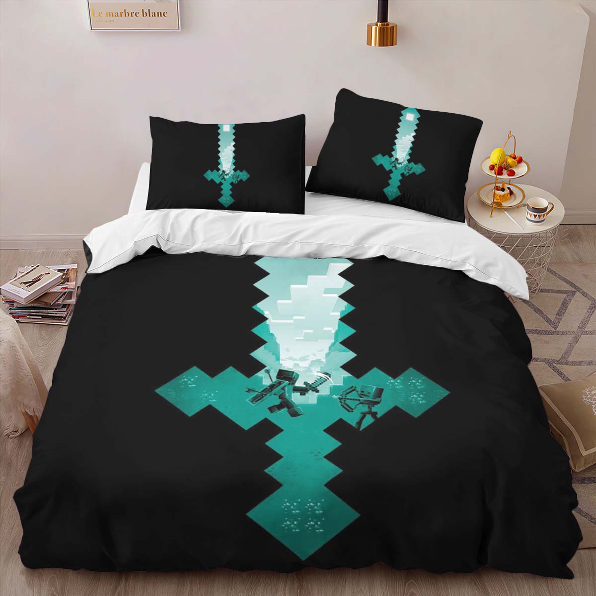 Minecraft Steve Sword Diamond Sword 2 Duvet Cover 2