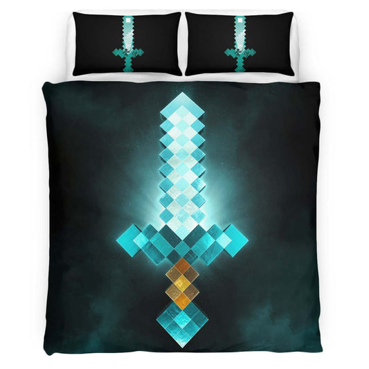 Minecraft Steve Sword Diamond Sword Duvet Cover