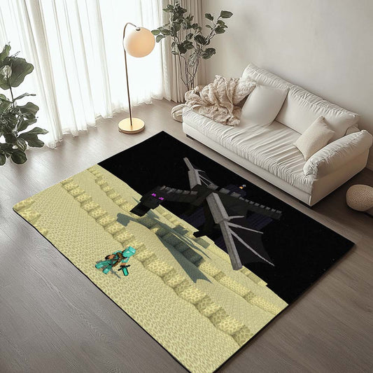 Minecraft Steve and Ender Dragon in The End Rug