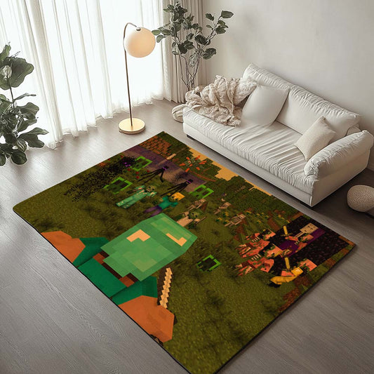Minecraft Steve fights The Enemy Forces Rug