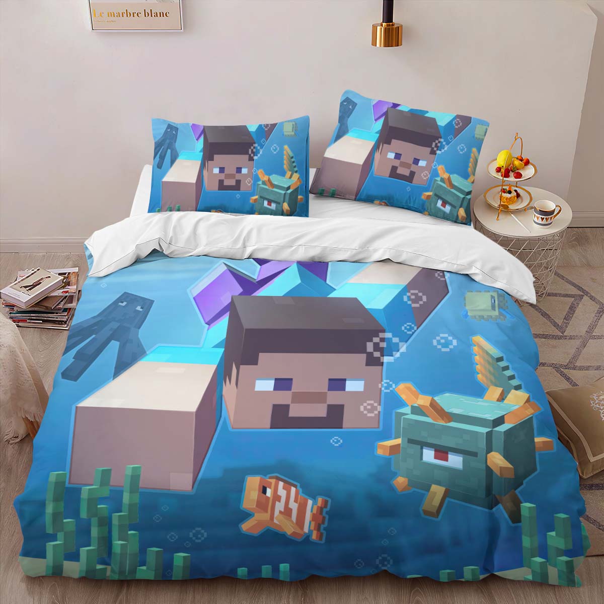 Minecraft Steve under Ocean Duvet Cover 2