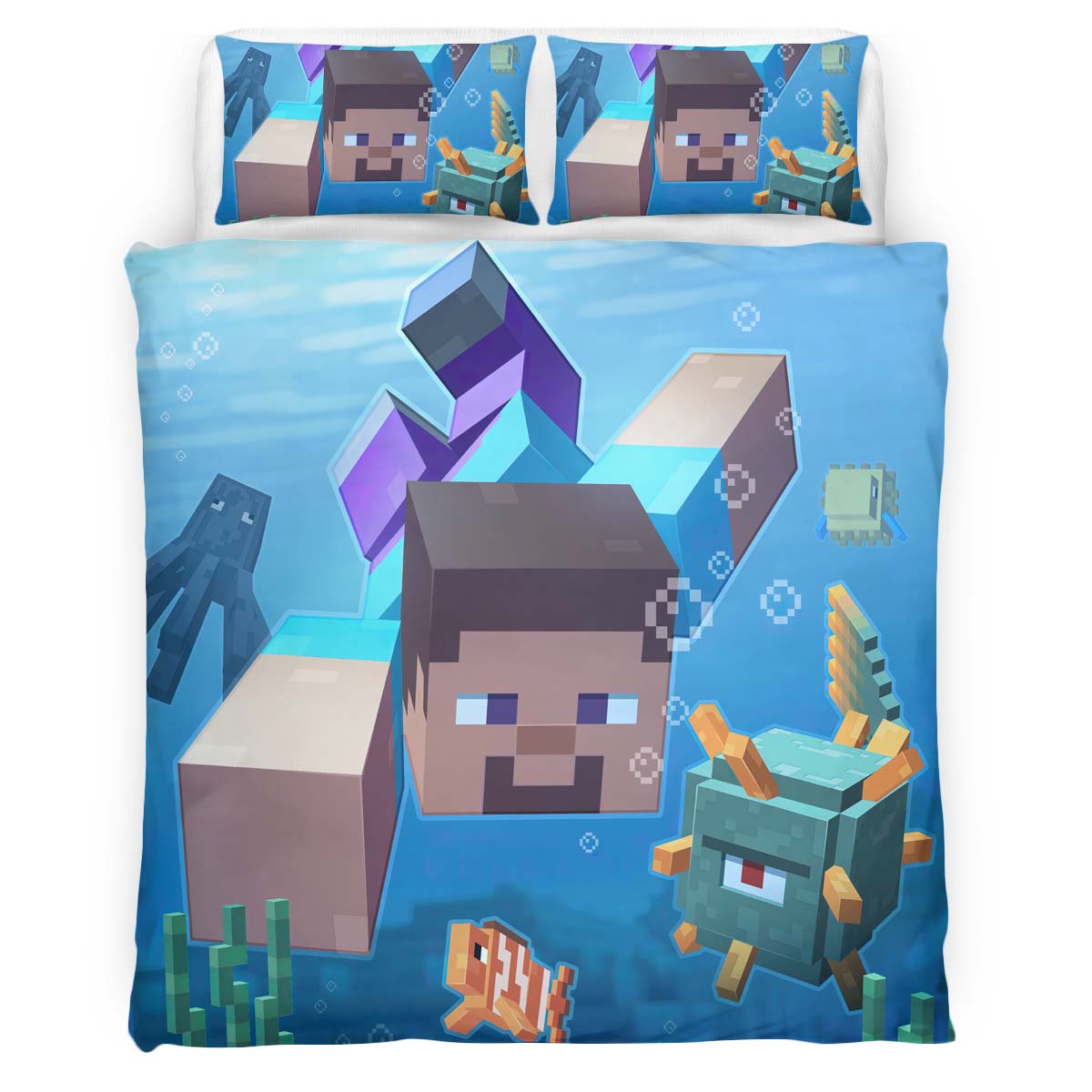 Minecraft Steve under Ocean Duvet Cover