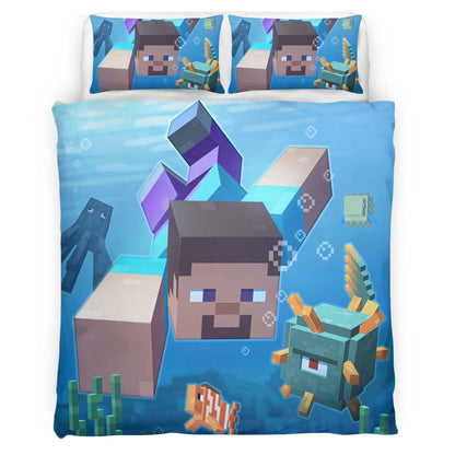 Minecraft Steve under Ocean Duvet Cover