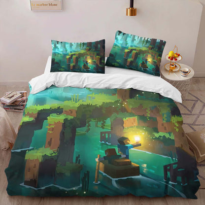 Minecraft forest river scene Duvet Cover 2