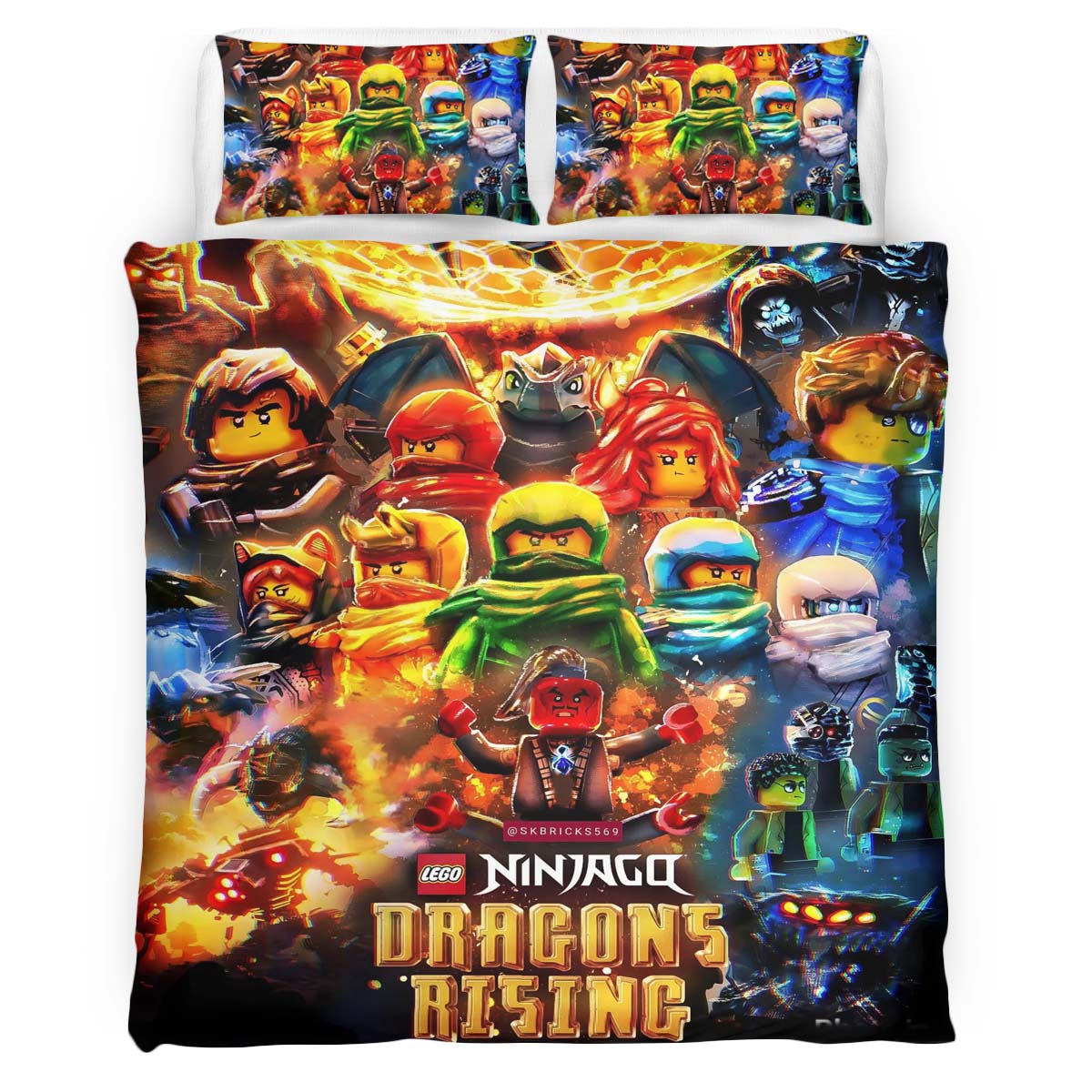 Ninjago All Characters Dragons Rising Duvet Cover
