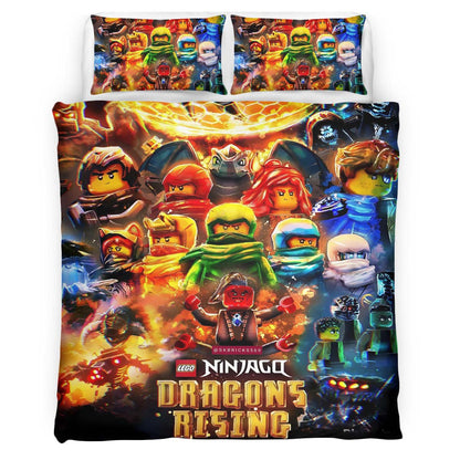 Ninjago All Characters Dragons Rising Duvet Cover