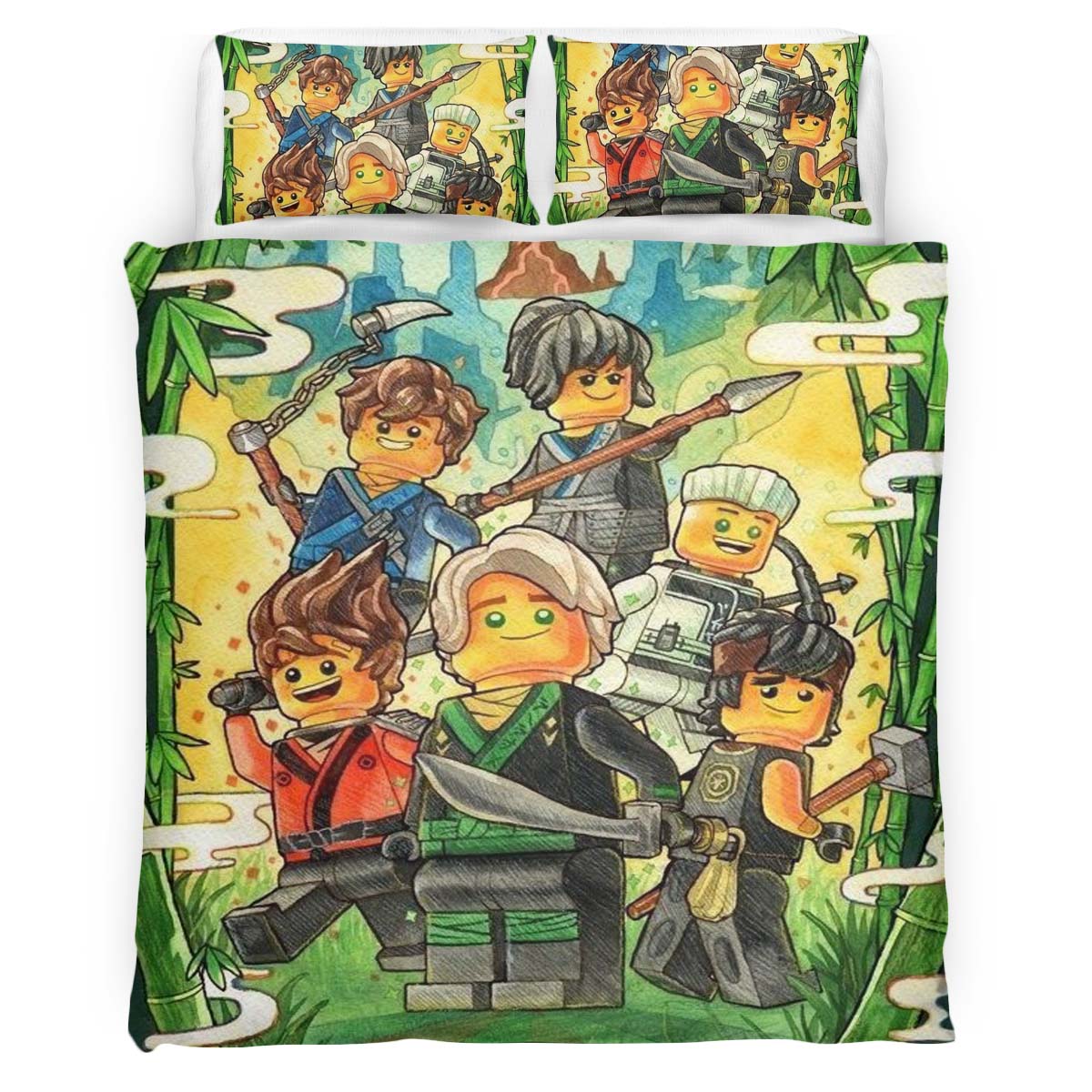 Ninjago All Characters Fight 1019 Duvet Cover