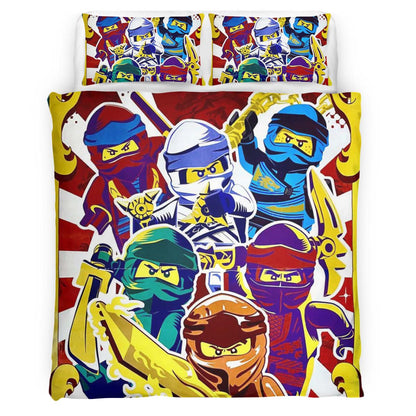 Ninjago All Characters Fight Masters of Spinjizu Duvet Cover