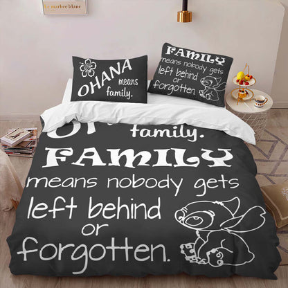 Ohana means family. Family means nobody gets left behind or forgotten Duvet Cover 2