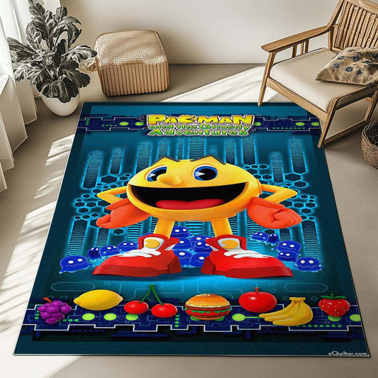 Pacman And Power Pellets Fruit Ghosts Rug