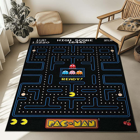 Pacman Game High Score Up Screen Ready Rug