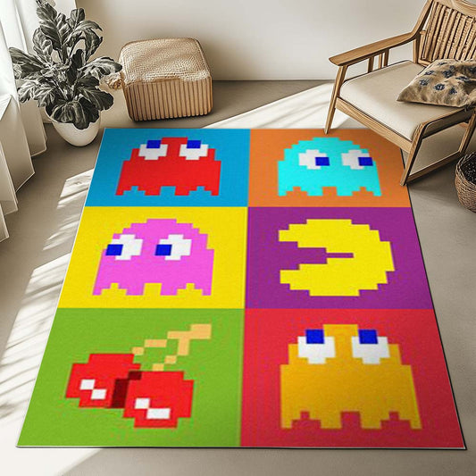 Pacman Ghosts and Fruit Rug