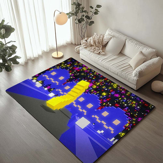 Pacman and Ghosts in Minecraft Style Rug