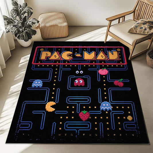 Pacman and Ghosts in Pacman Maze Rug