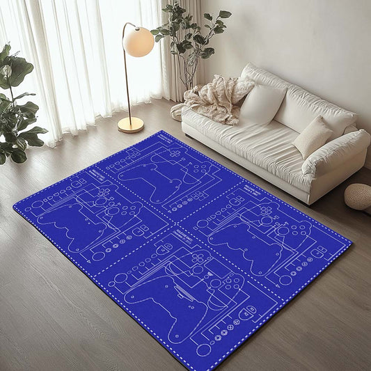 Playstation Controller Blue Blueprint Rug