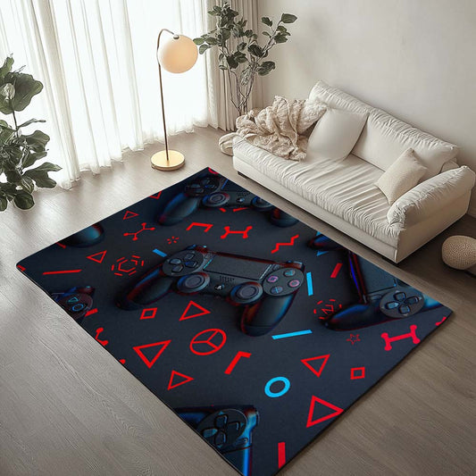 Playstation Controllers Black Red Rug