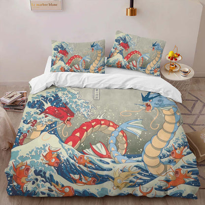 Pokemon All Characters Gyarados Duvet Cover 2