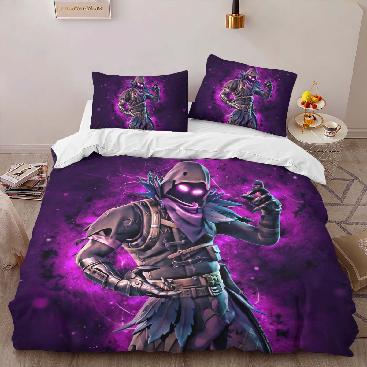 Raven Violet Neon Light Skin Fortnite 07 Duvet Cover 2