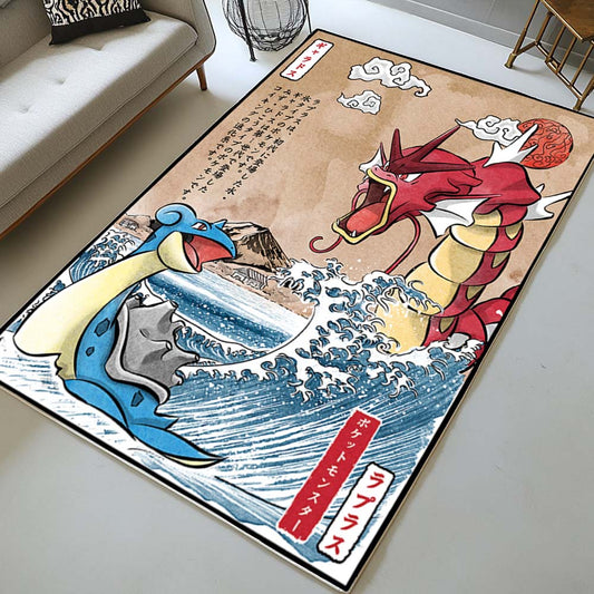 Red Flying Water vs Ice Water Pokemon Rug