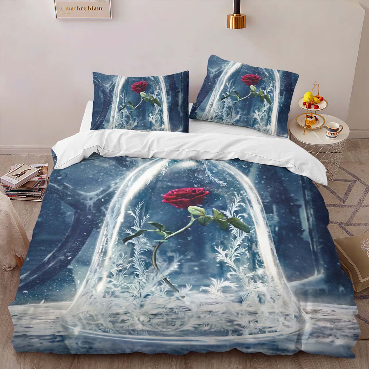 Rose Beauty And The beast Forever Love Duvet Cover 2