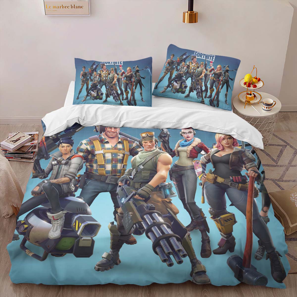 Save the World Heroes Fortnite Game Ranger Ramirez Recon Scout Jess Base Kyle Duvet Cover 2