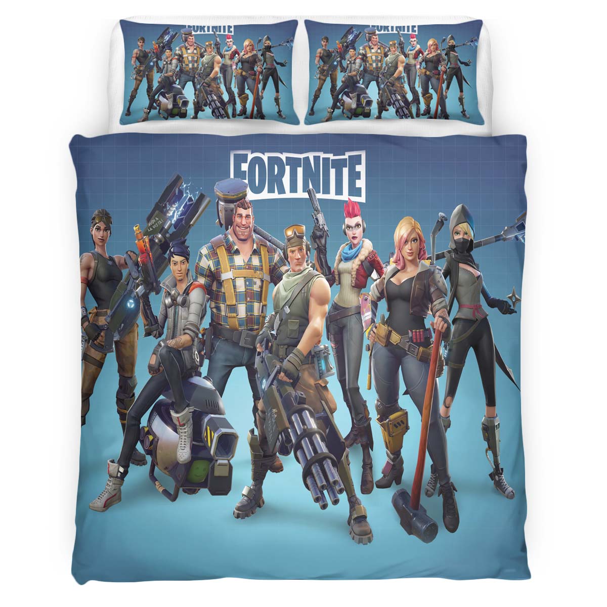 Save the World Heroes Fortnite Game Ranger Ramirez Recon Scout Jess Base Kyle Duvet Cover
