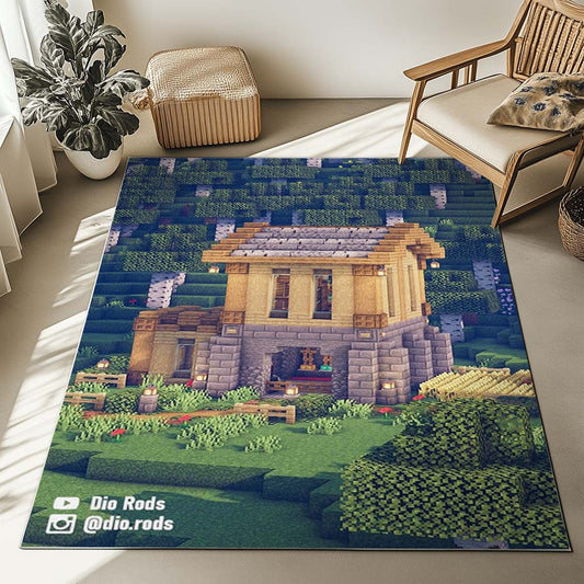 Simple Birch House in Minecraft Rug