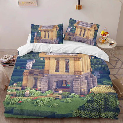 Simple Birch House in Minecraft Duvet Cover 2