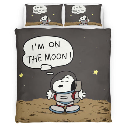 Snoopy I am on the moon Duvet Cover