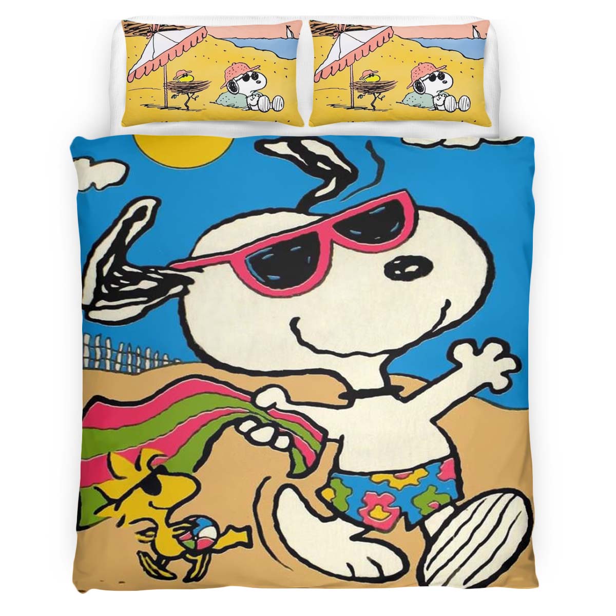 Snoopy and Woodstock Summer Fun Duvet Cover