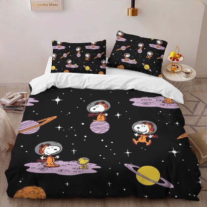 Snoopy and Woodstock to the moon Duvet Cover 2