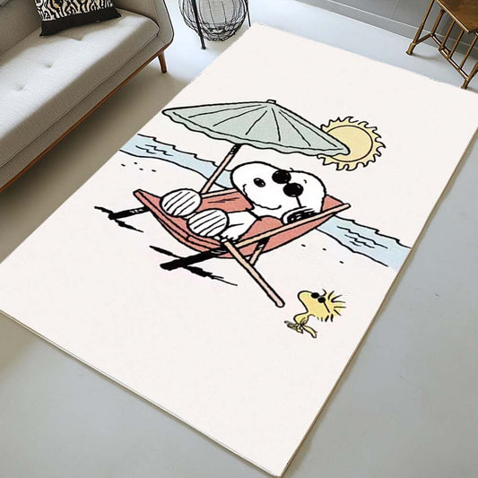 Snoopy on beach Rug