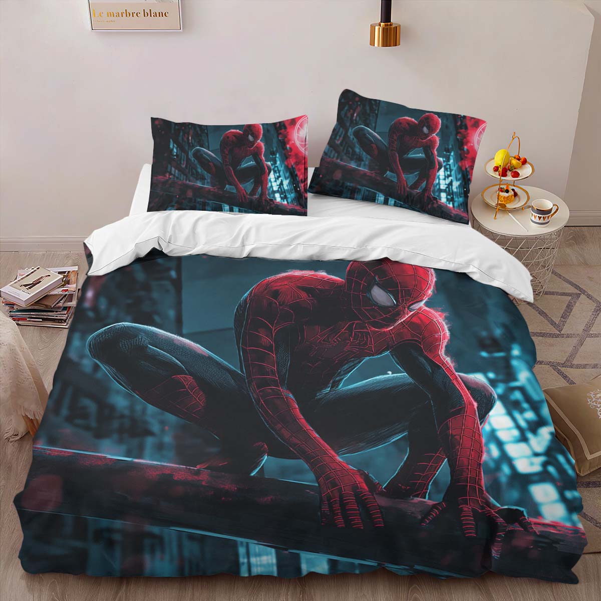 Spider-man in the city Duvet Cover 2
