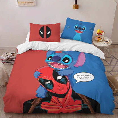 Stitch And Deadpool Duvet Cover 2