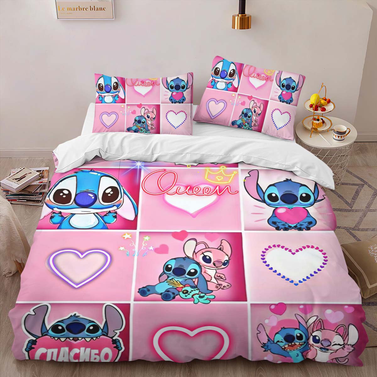 Stitch Pink Happy Duvet Cover 2