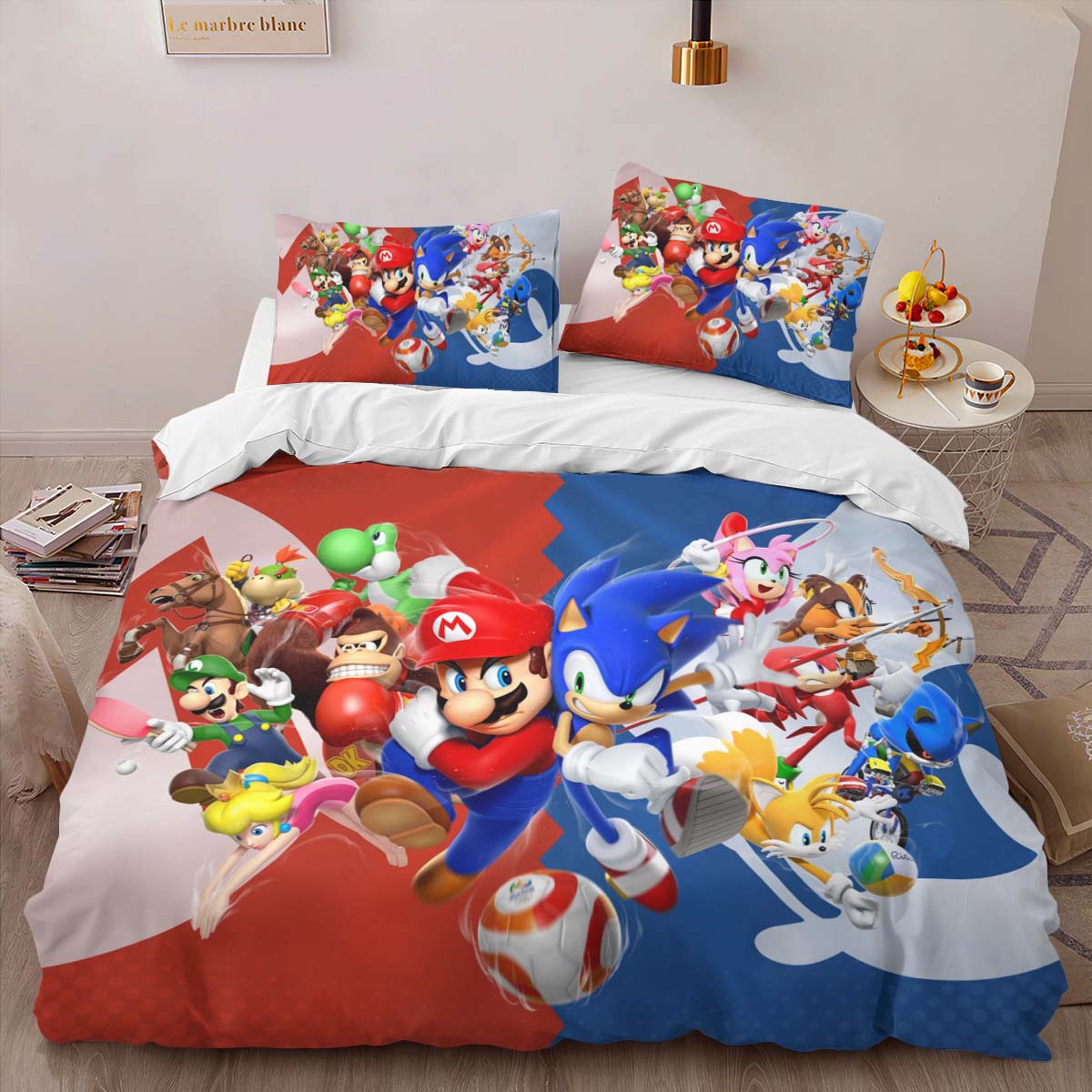 Super Mario And Sonic Nintendo Characters 2 Duvet Cover 2