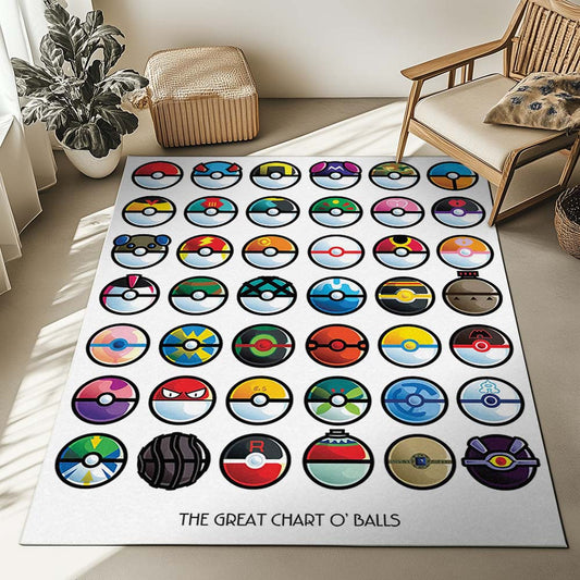 The Great Chart Pokemon Balls Rug