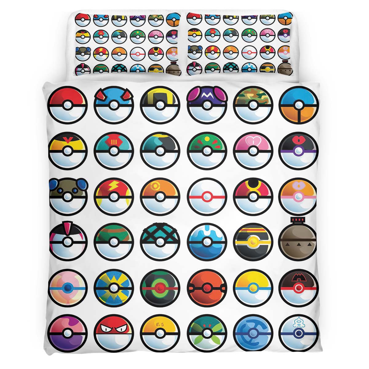 The Great Chart Pokemon Balls Duvet Cover