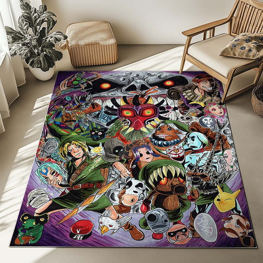 The Legend of Zelda Majoras Mask Skull Kid Link and other characters Rug