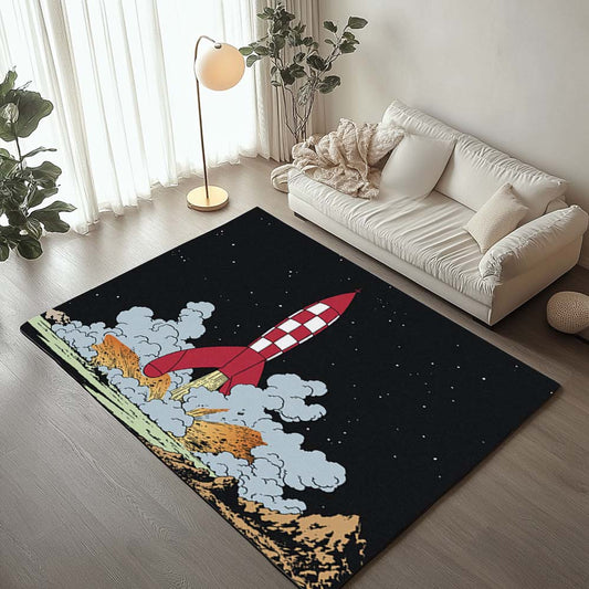 The Moon Rocket The Adventures of Tintin 2 Rug