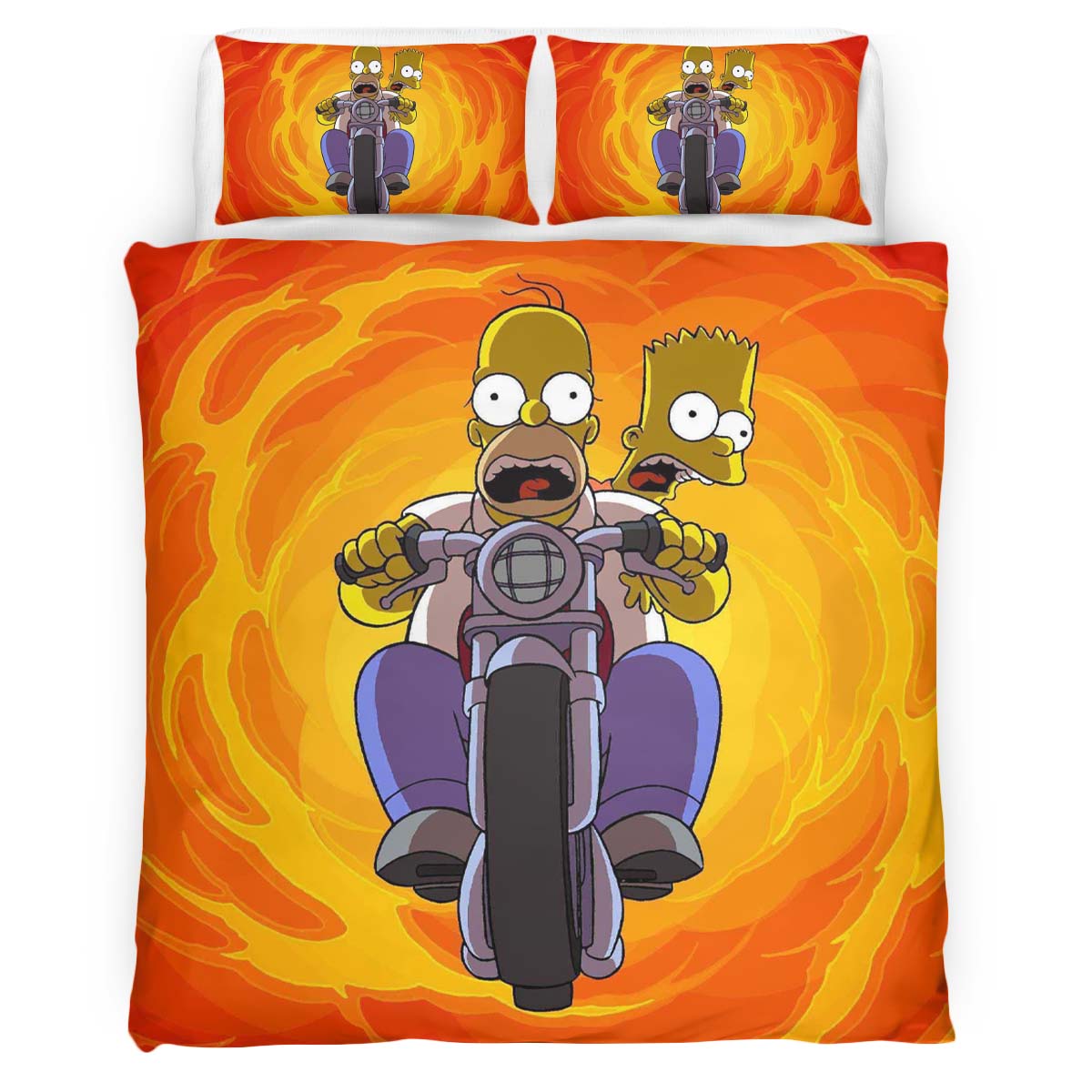 The Simpsons Motorcycles Homer and Bart Simpson Duvet Cover