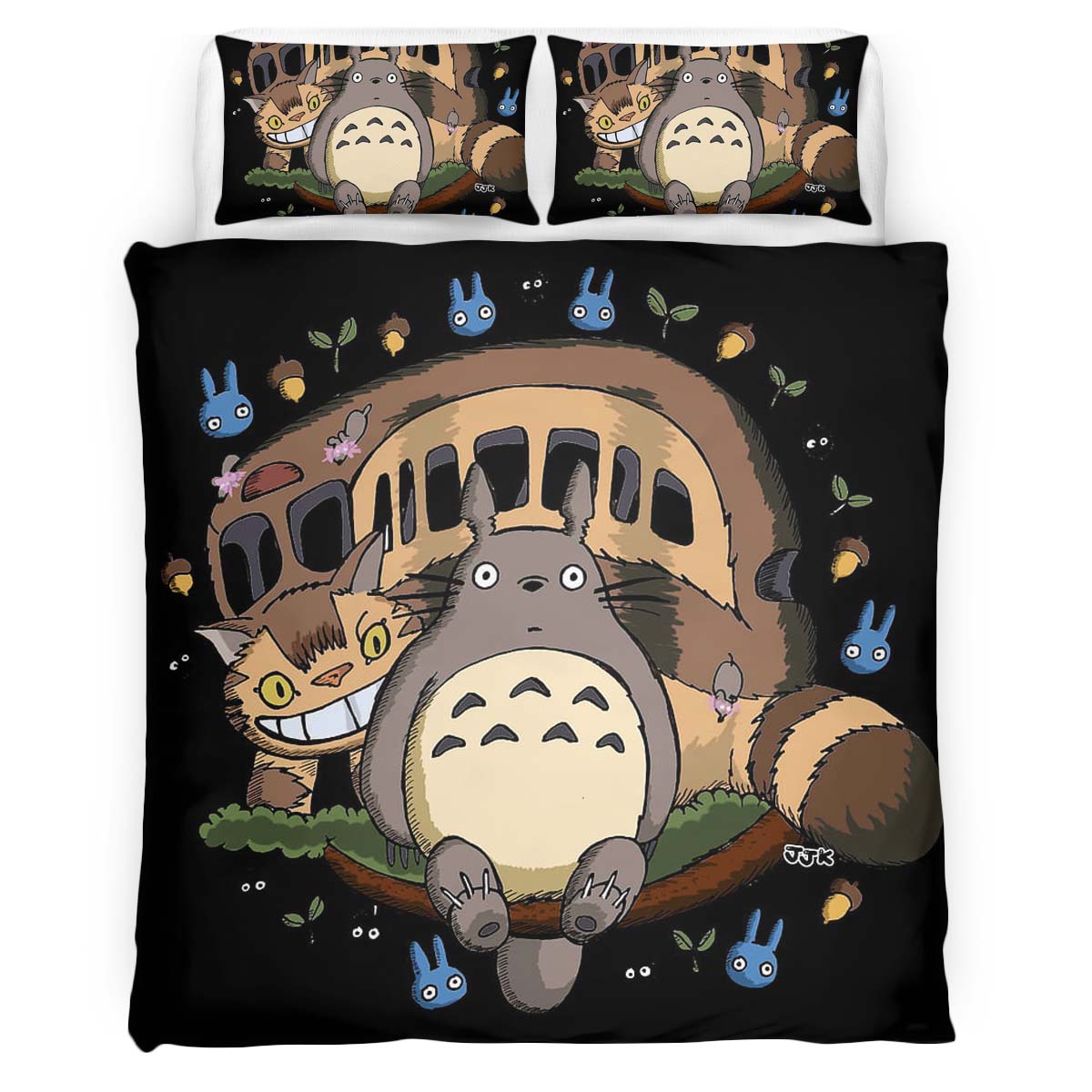 Totoro on the bus 2 Duvet Cover