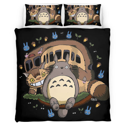 Totoro on the bus 2 Duvet Cover