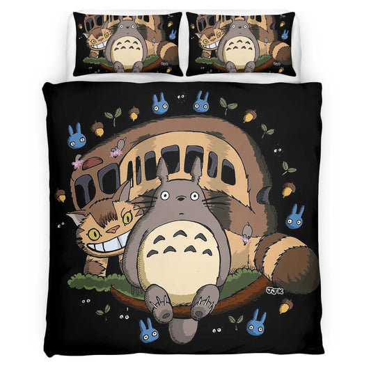 Totoro on the bus 2 Duvet Cover