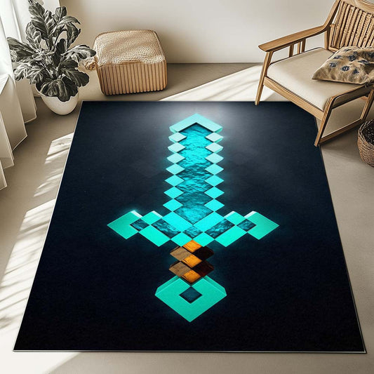 enchanted diamond sword minecraft Rug