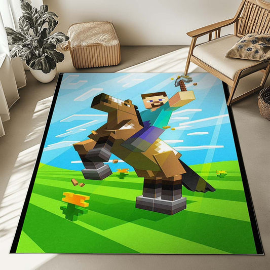 herobrine minecraft character on horse Rug