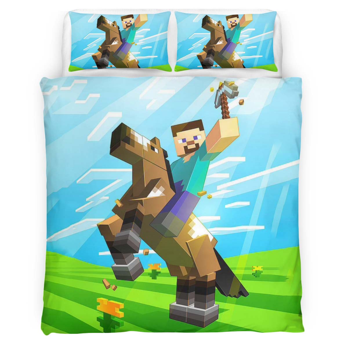 herobrine minecraft character on horse Duvet Cover
